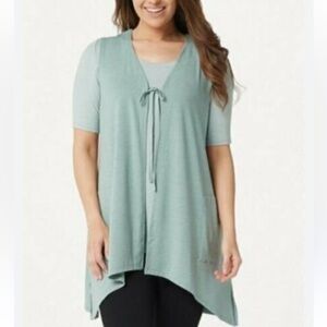 LOGO By Lori Goldstein Lounge Top with Sharbite Hem Drapey Sleeveless Vest Set S